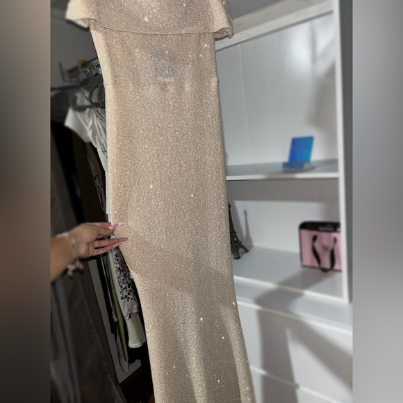 Ivory Formal Glitter Long Dress - Picture 4 of 5